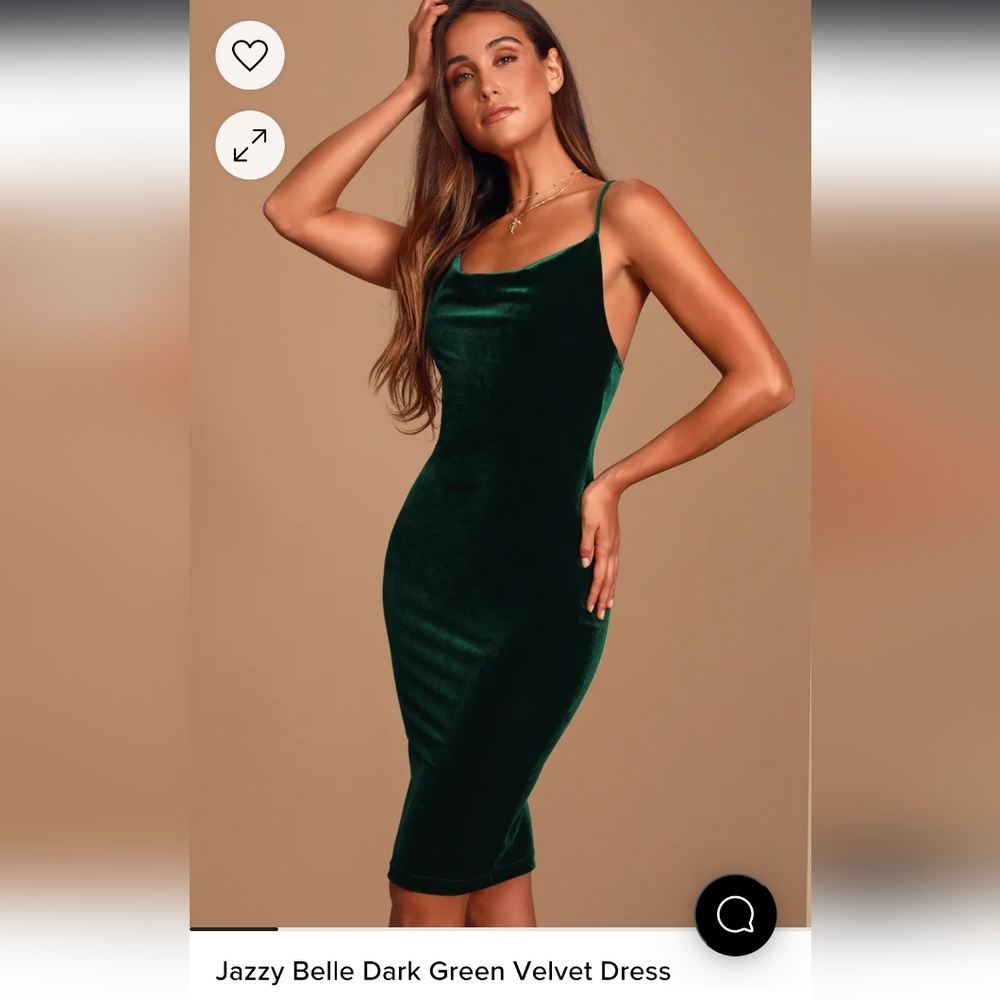 Lulus Jazzy Belle Dark Green Velvet Dress , Size XL, NWT